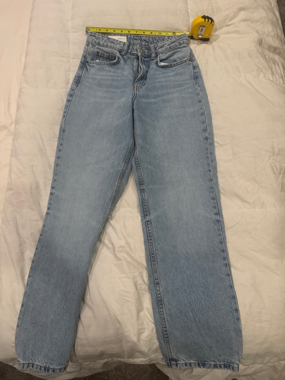 Zara Light Blue Straight Leg High-Rise Jeans
